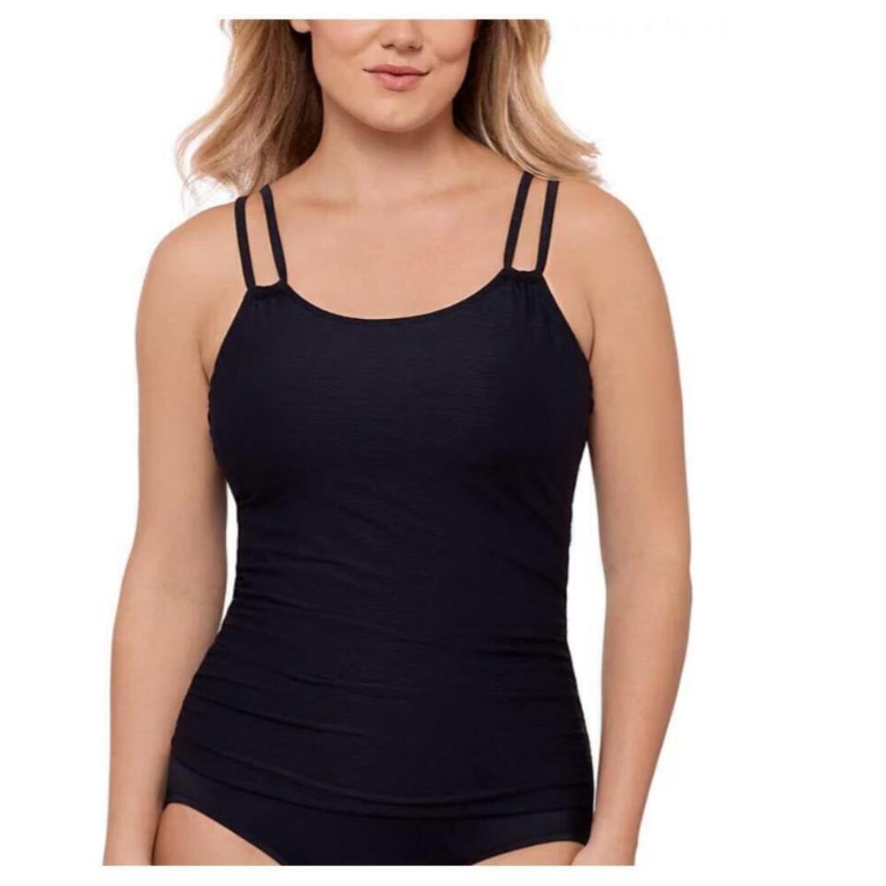 Swim Solutions Women's Black Tunnel Tankini Top 18